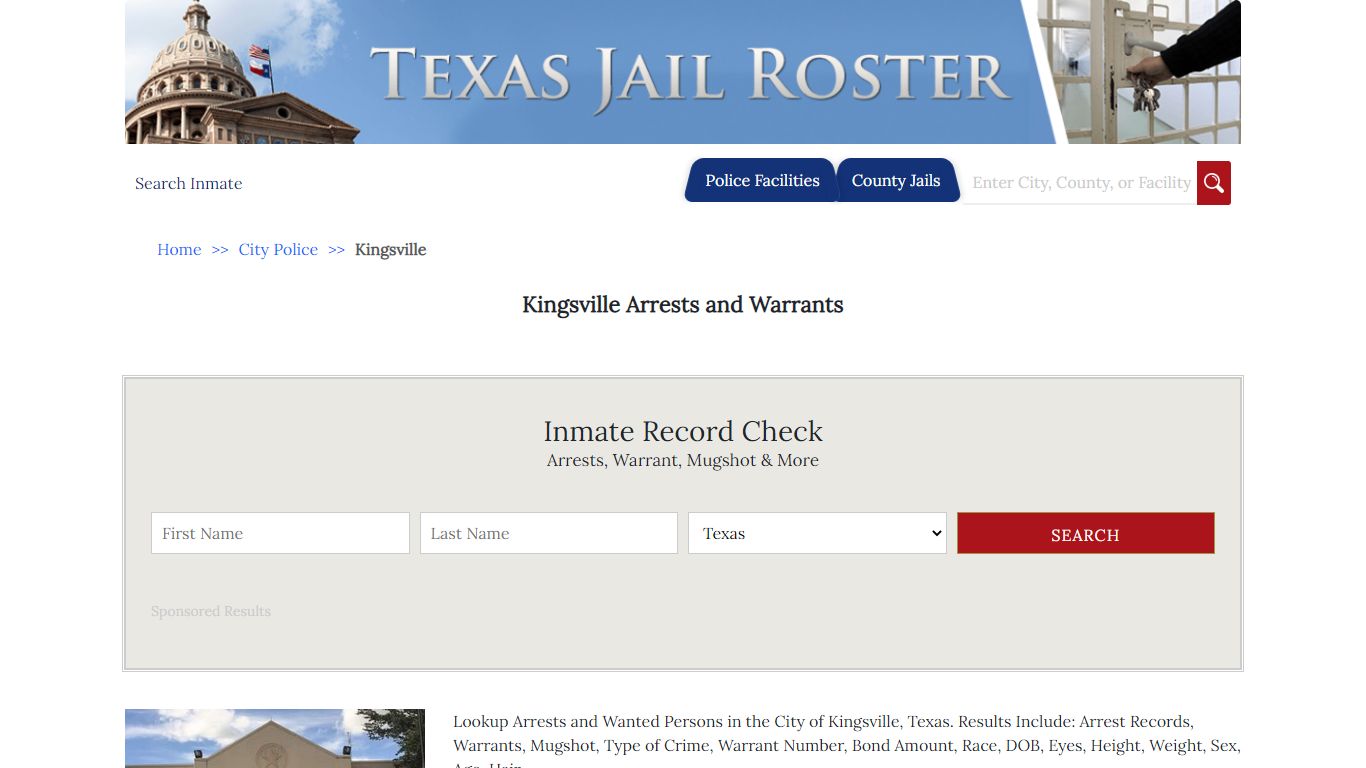Kingsville Arrests and Warrants | Jail Roster Search